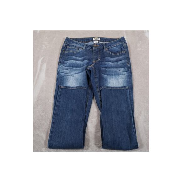 Mudd Jeans Womens 5S Blue Mid Rise Straight Leg Denim Pants Embroidered Pockets - Picture 3 of 8